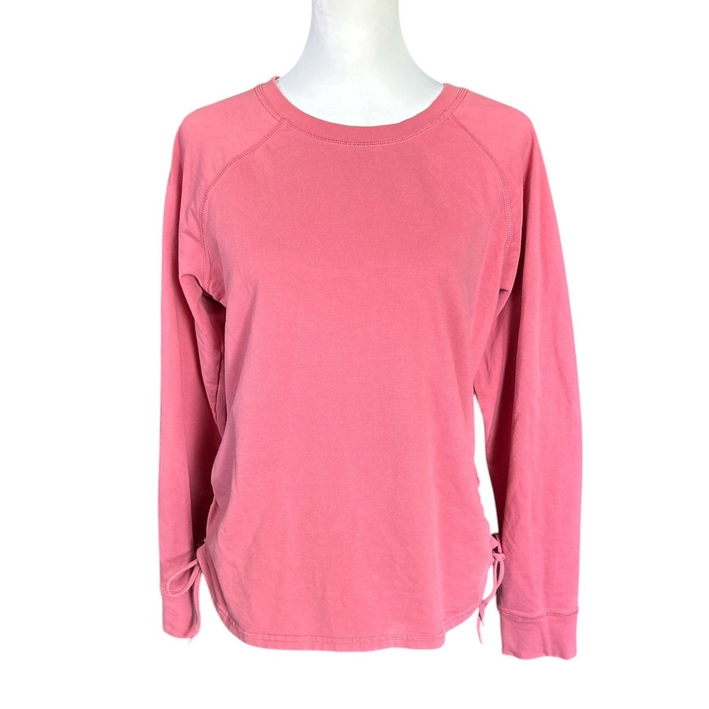 Pact Lightweight Organic Cotton Cinched Side Sweatshirt, Large, Salmon Pink